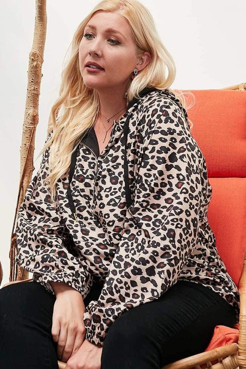 Leopard Plus Size Active Leopard Print Hoodie